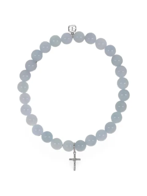 Sydney Evan pulsera con dije de cruz y aguamarina