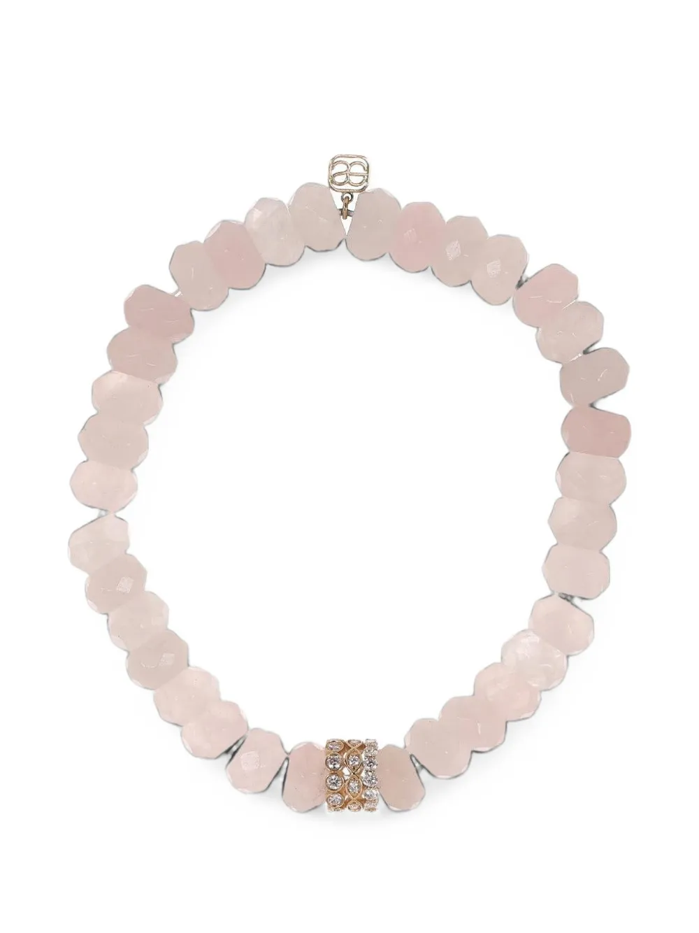 Sydney Evan Rondelle Armband mit Rosenquarz und Diamanten - Gold