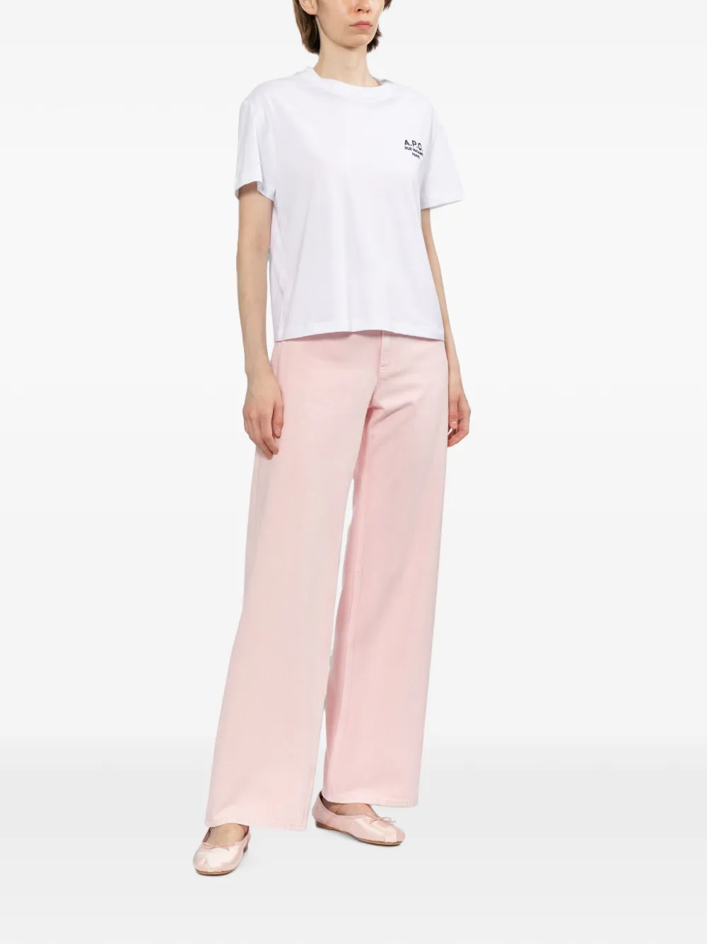 Helmut Lang Classic jeans met wijde pijpen en vijf zakken Roze