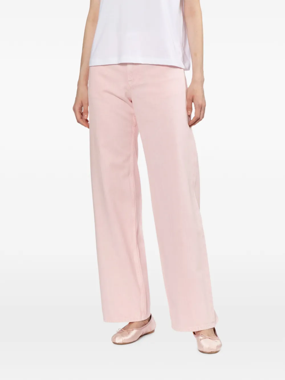 Helmut Lang Classic jeans met wijde pijpen en vijf zakken Roze