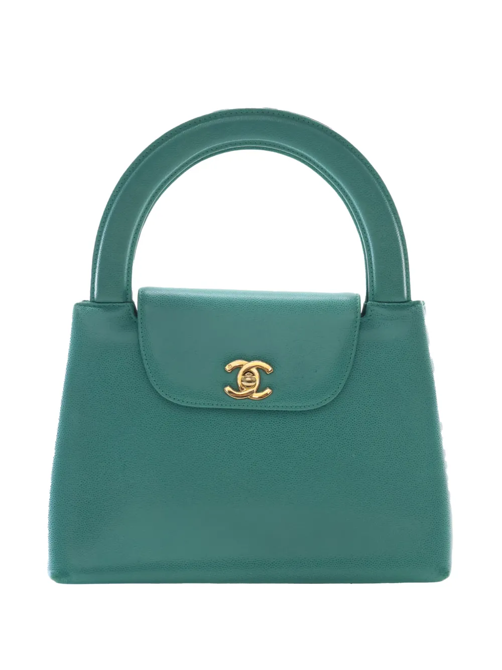 CHANEL Pre-Owned Borsa a mano Kelly in pelle Caviar con logo CC 1997-1999 - Verde
