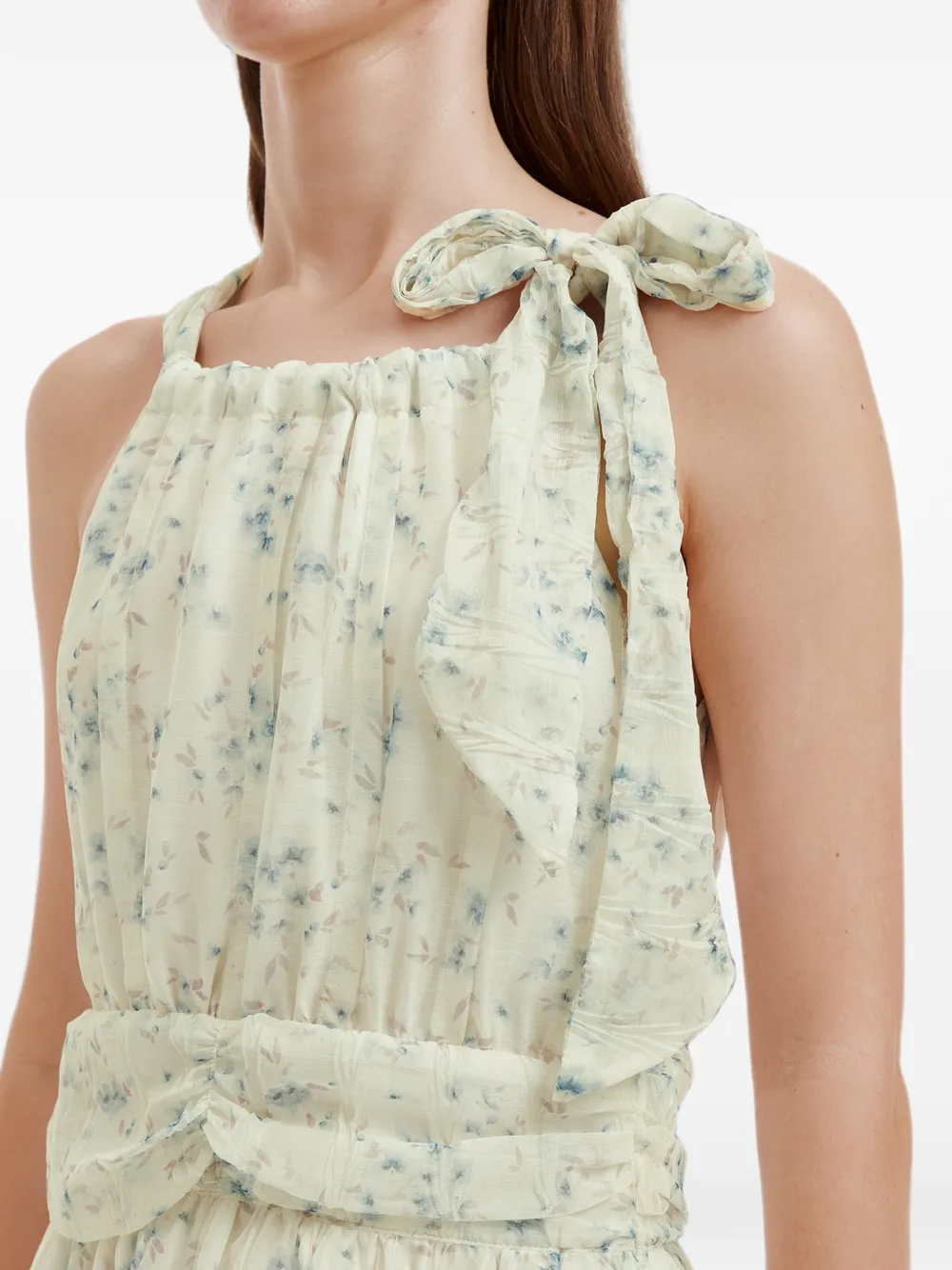 b+ab Gelaagde midi-jurk met bloemenprint Beige