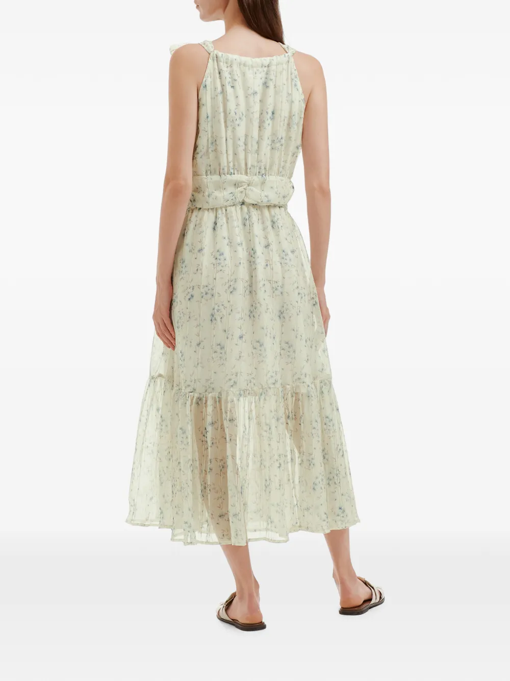 b+ab Gelaagde midi-jurk met bloemenprint Beige