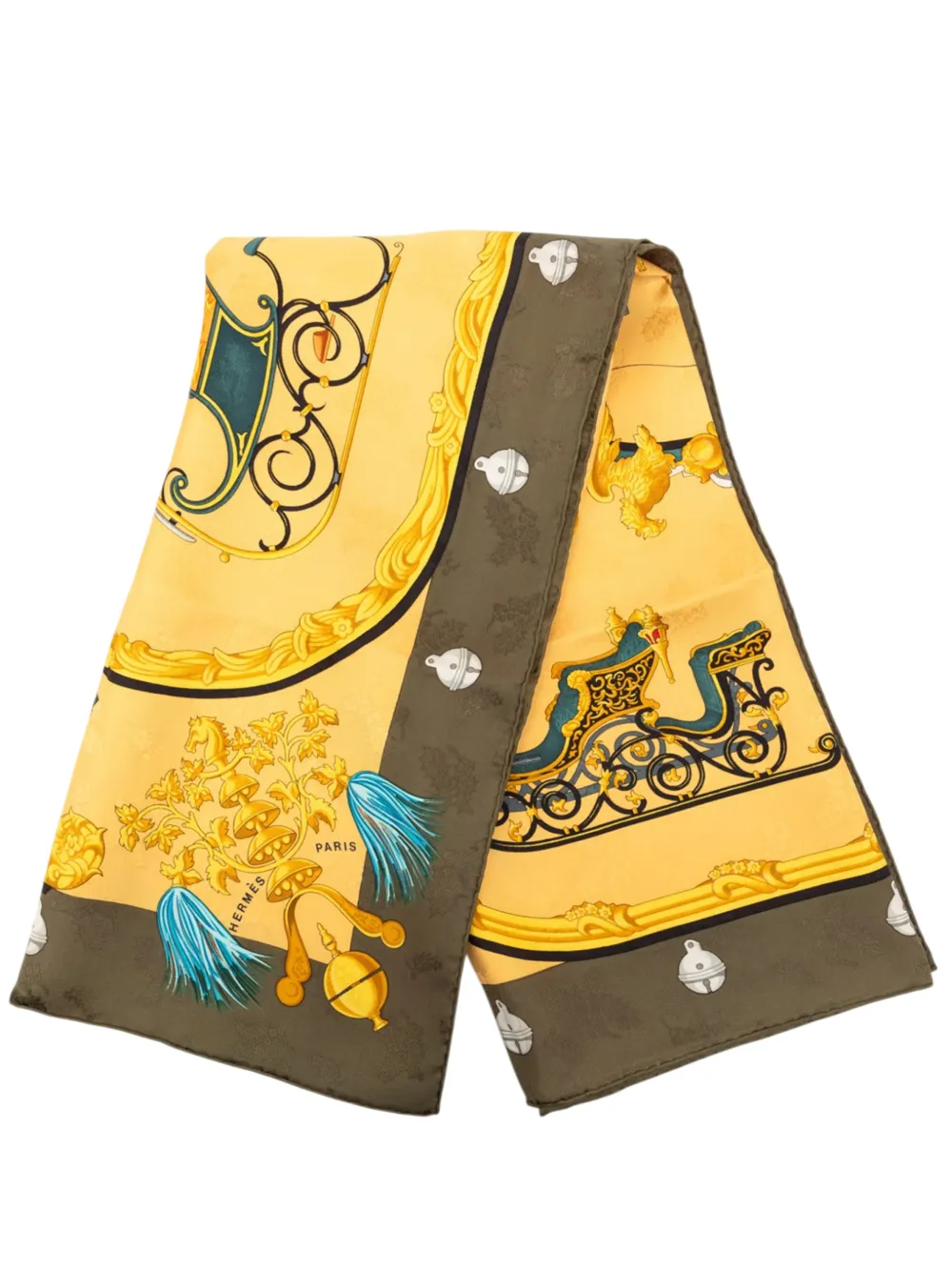 Hermès Pre-Owned Foulard Plumes et Grelots in seta 90 1980-2000 - Giallo