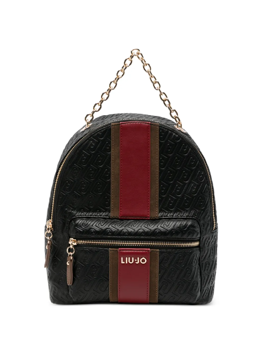 LIU JO logo-embossed striped backpack - Schwarz