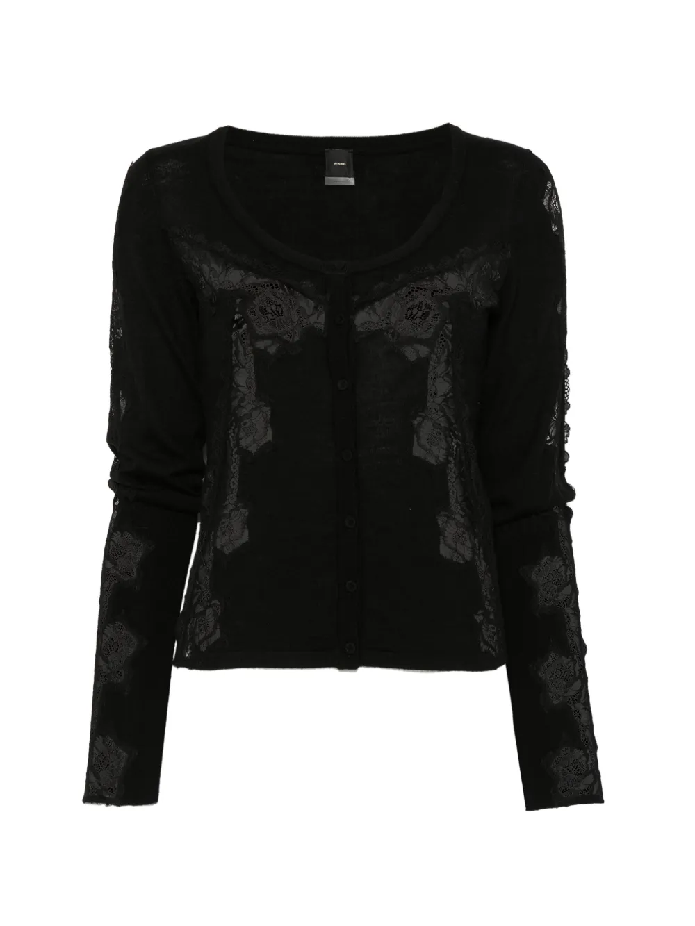 PINKO lace-panelled button-up sweater - Schwarz