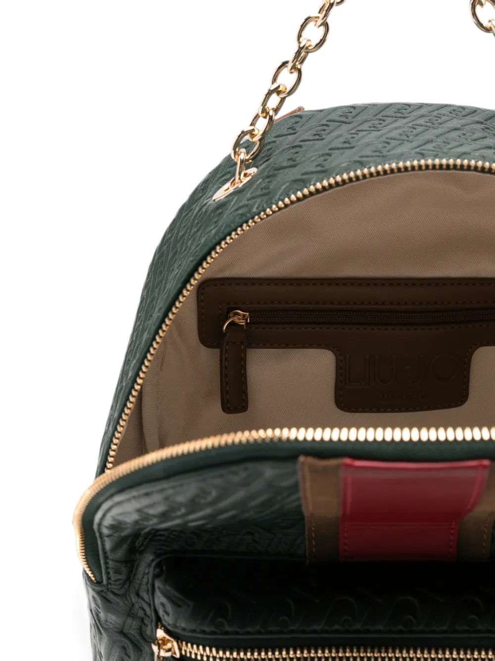 LIU JO Rugzak met monogram-reliëf en streepdetail Groen