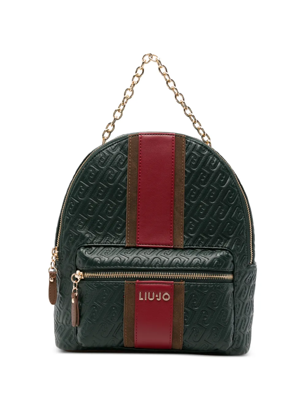 LIU JO monogram-embossed stripe-detail backpack - Grün