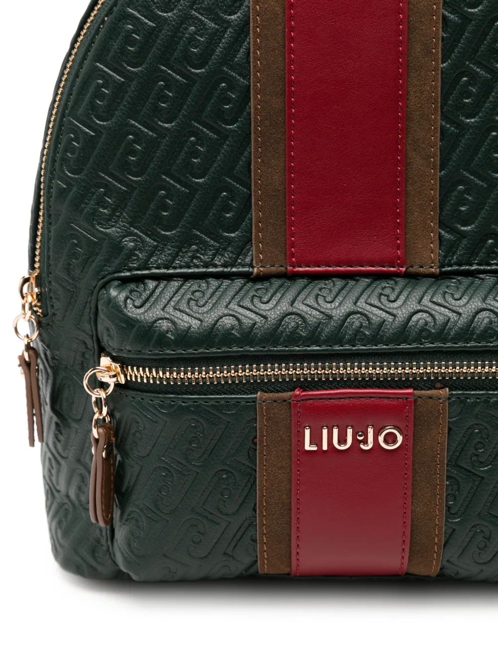 LIU JO Rugzak met monogram-reliëf en streepdetail Groen