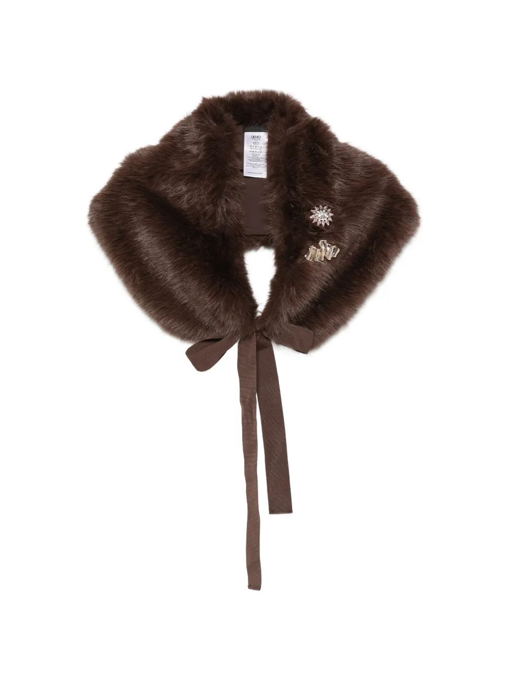 LIU JO embellished faux-fur scarf - Marrone