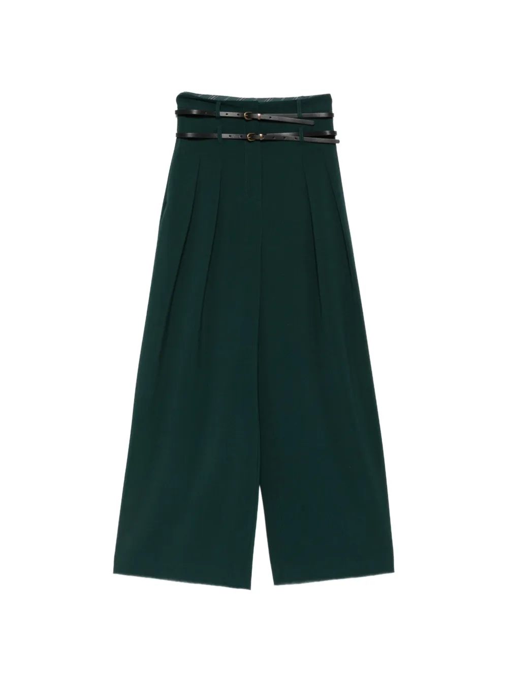 LIU JO belted pleated palazzo pants - Verde