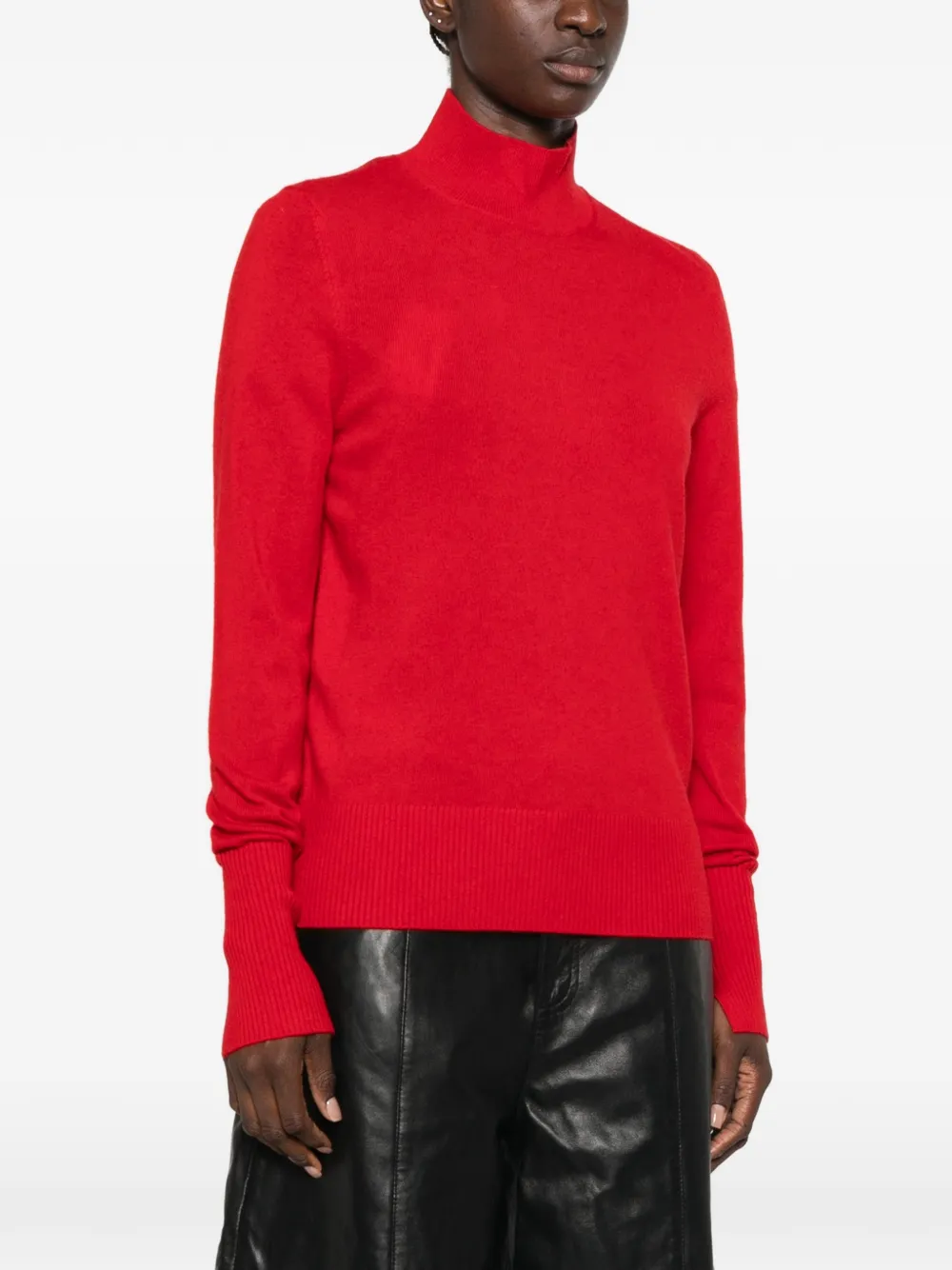 PINKO Trui met logopatch en hoge hals Rood