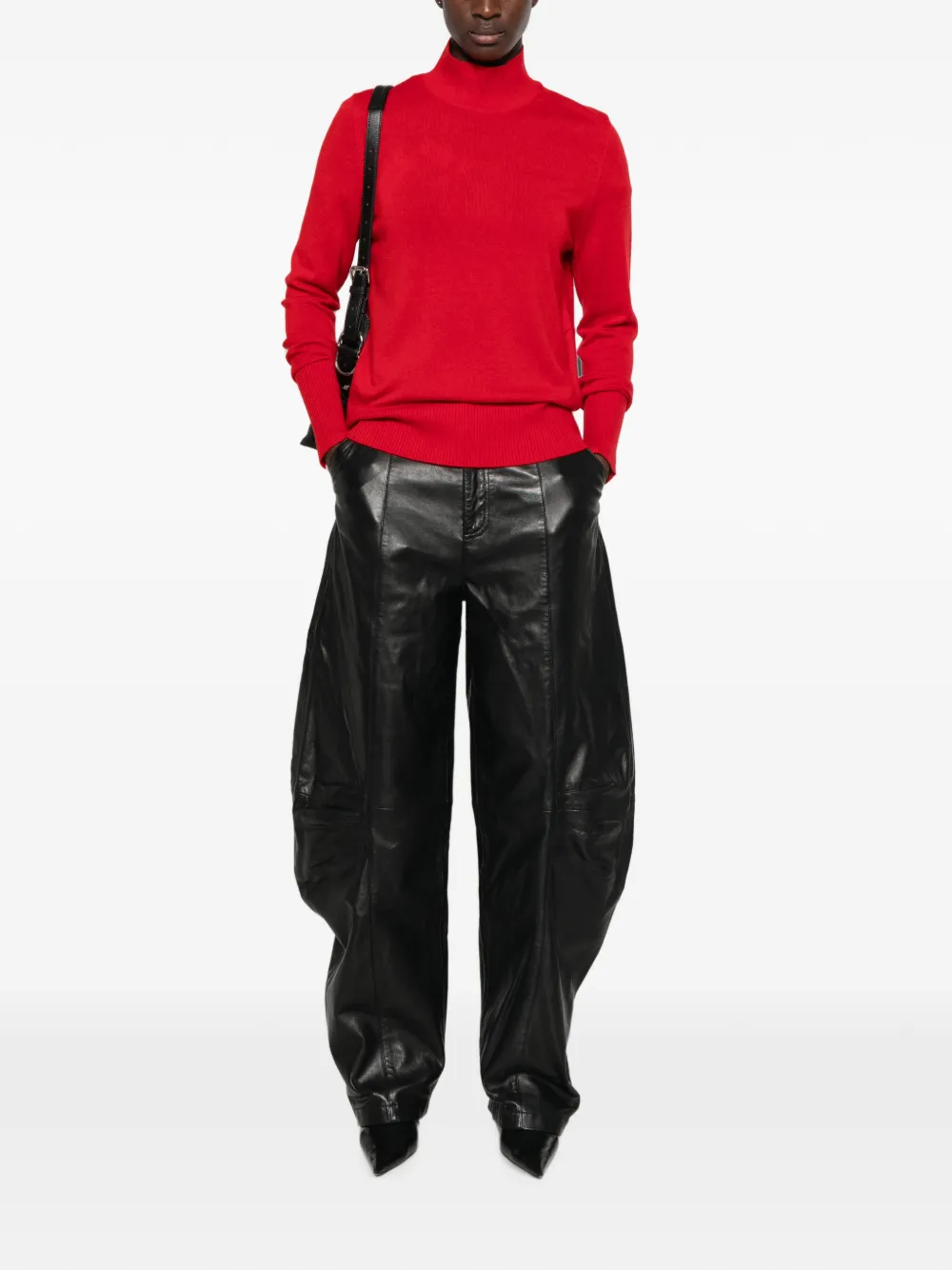 PINKO Trui met logopatch en hoge hals Rood