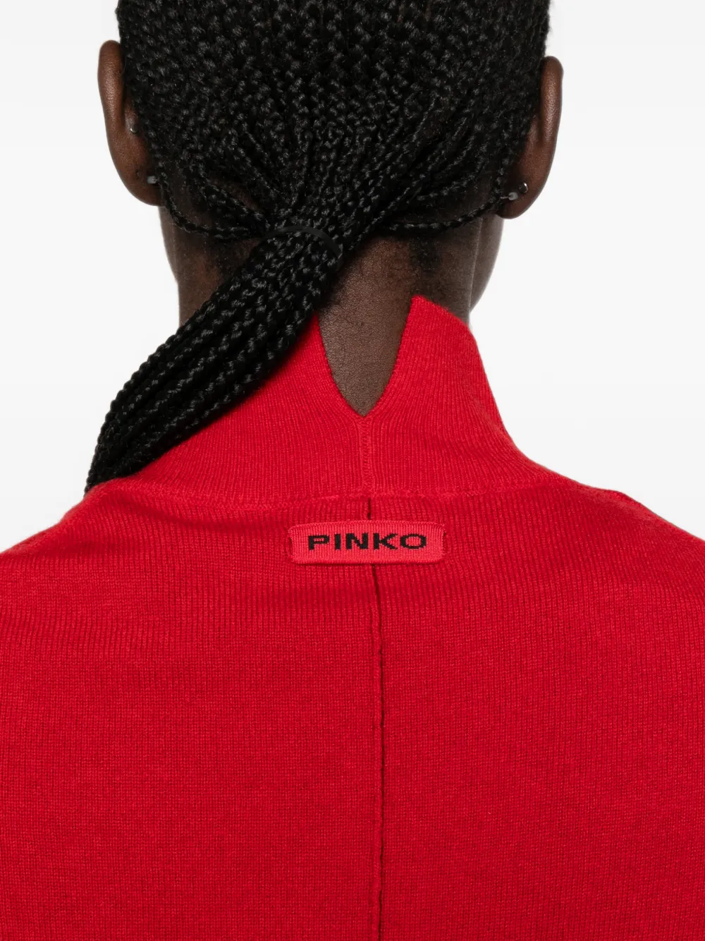 PINKO Trui met logopatch en hoge hals Rood