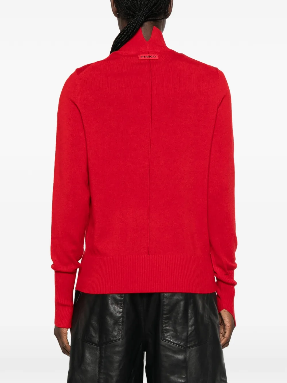 PINKO Trui met logopatch en hoge hals Rood