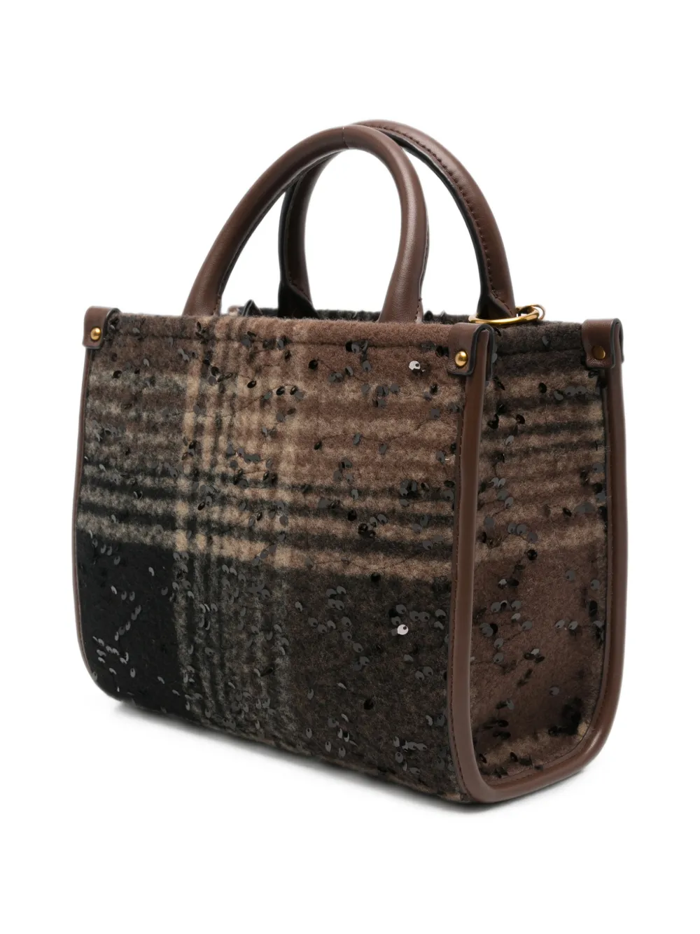 LIU JO Geruite shopper met pailletten Bruin