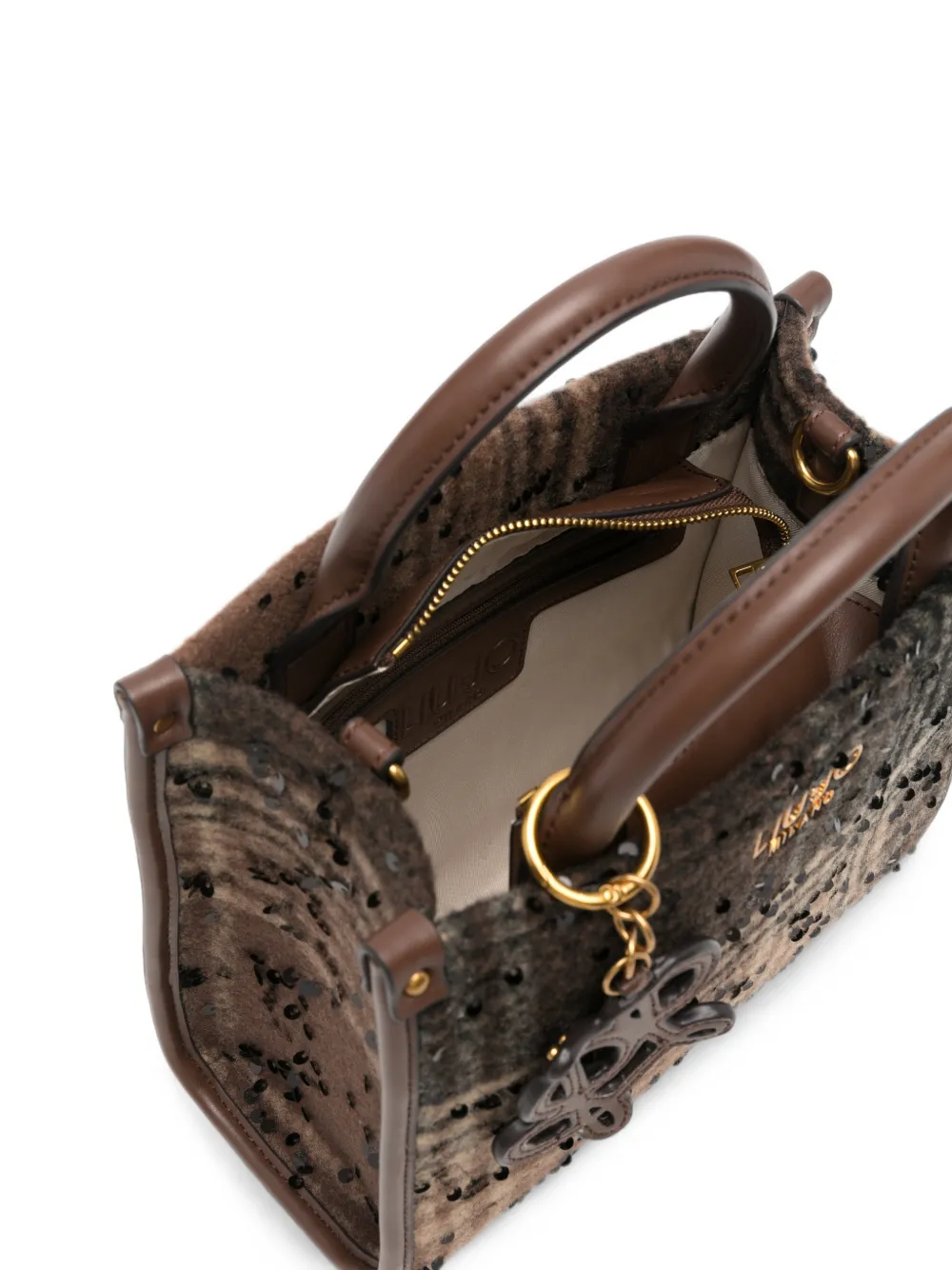 LIU JO Geruite shopper met pailletten Bruin