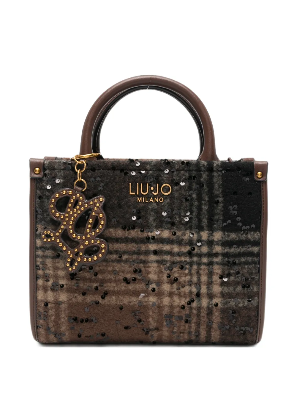LIU JO sequin-embellished check-pattern tote bag