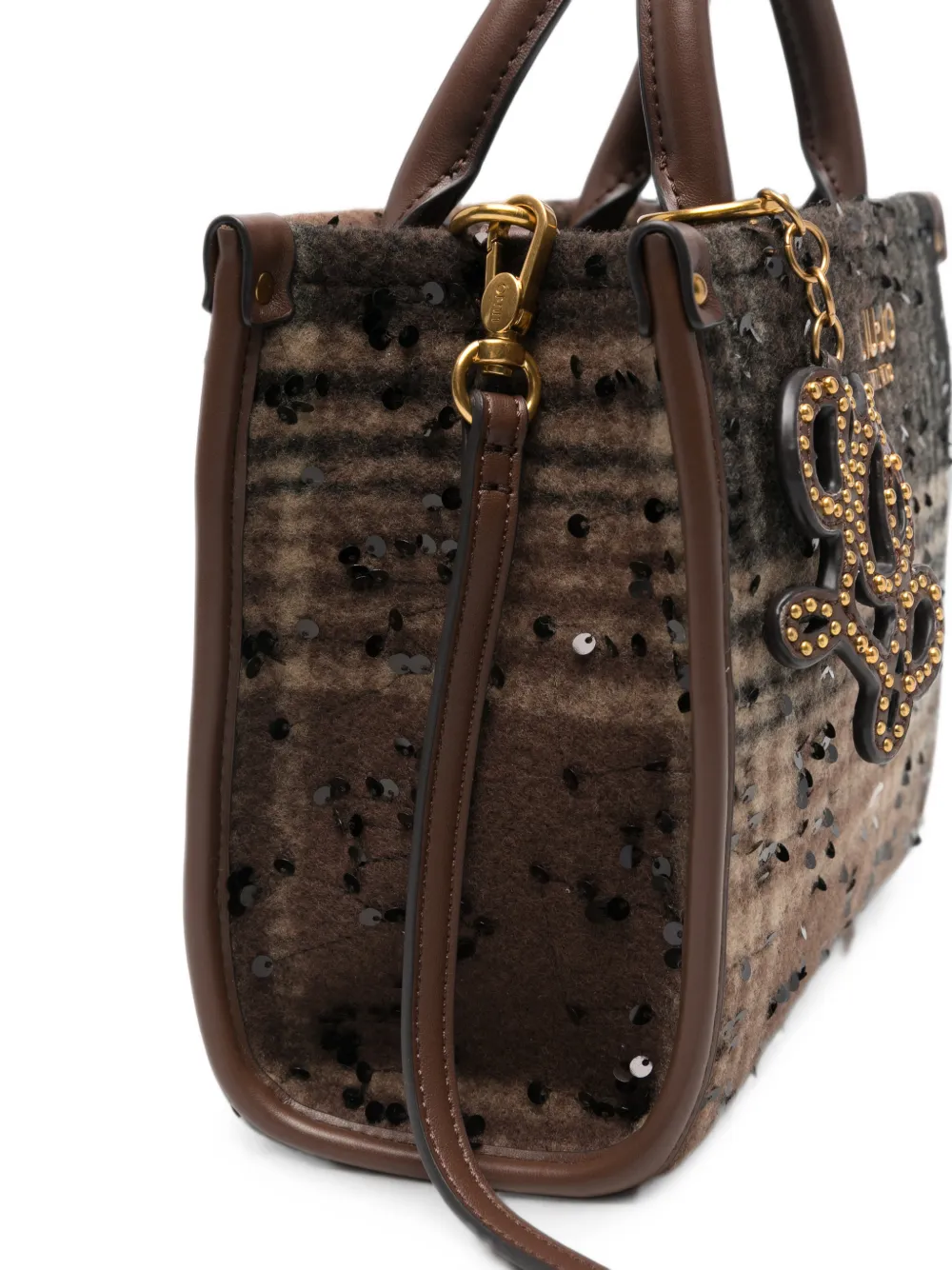 LIU JO Geruite shopper met pailletten Bruin