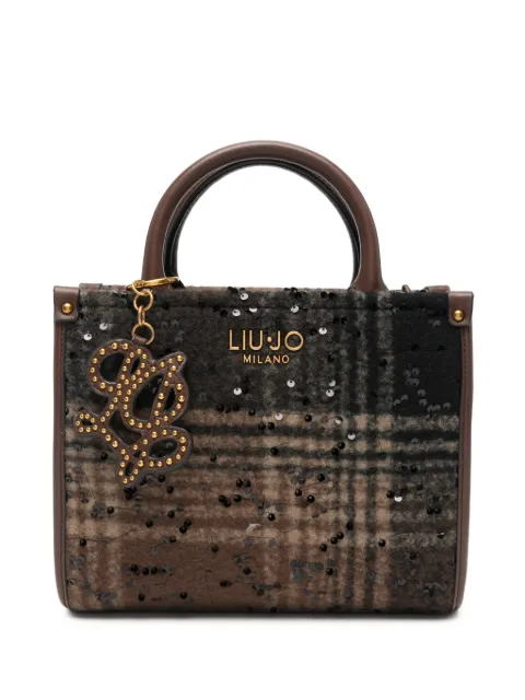 LIU JO sequin-embellished check-pattern tote bag