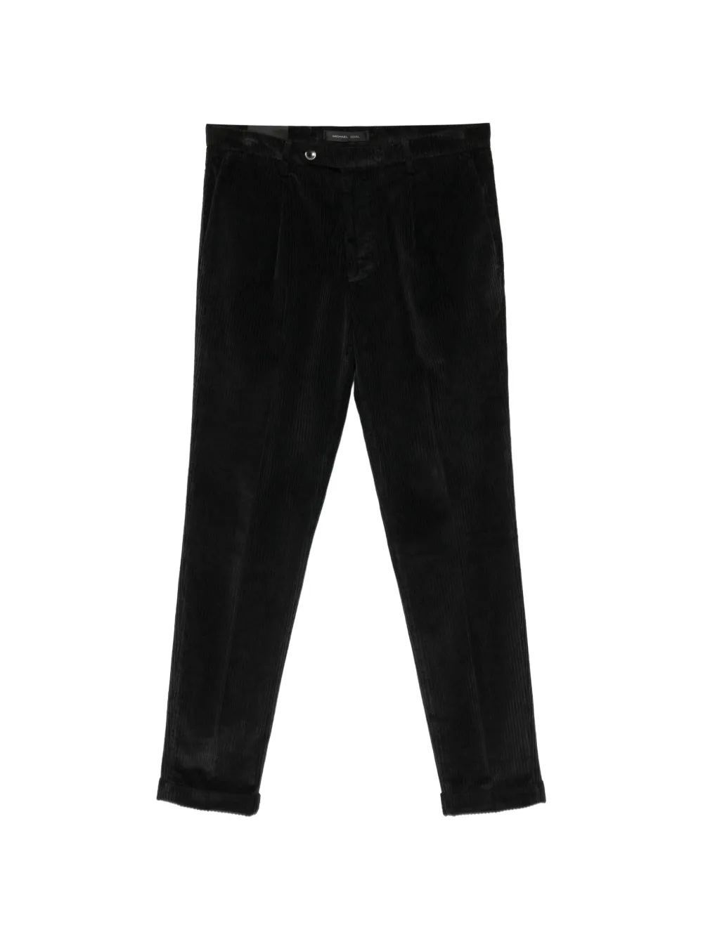 Michael coal corduroy pleated trousers Zwart