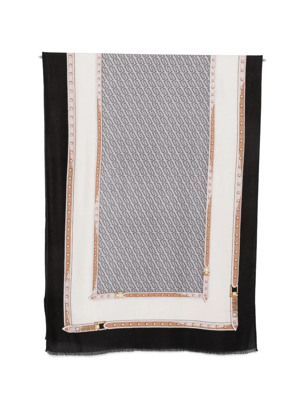 LIU JO monogram-print frayed scarf