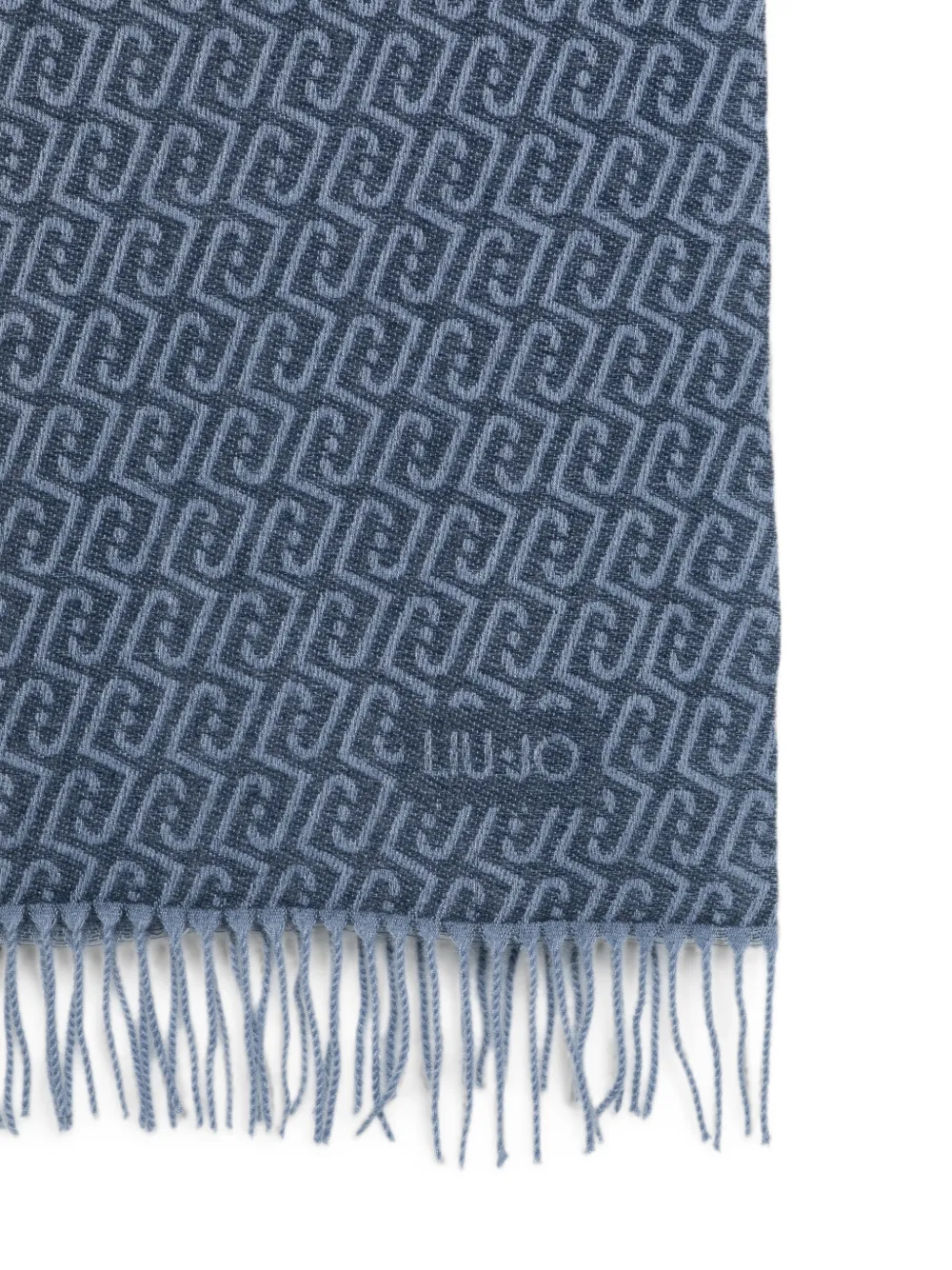 LIU JO Sjaal met franje en logopatroon Blauw