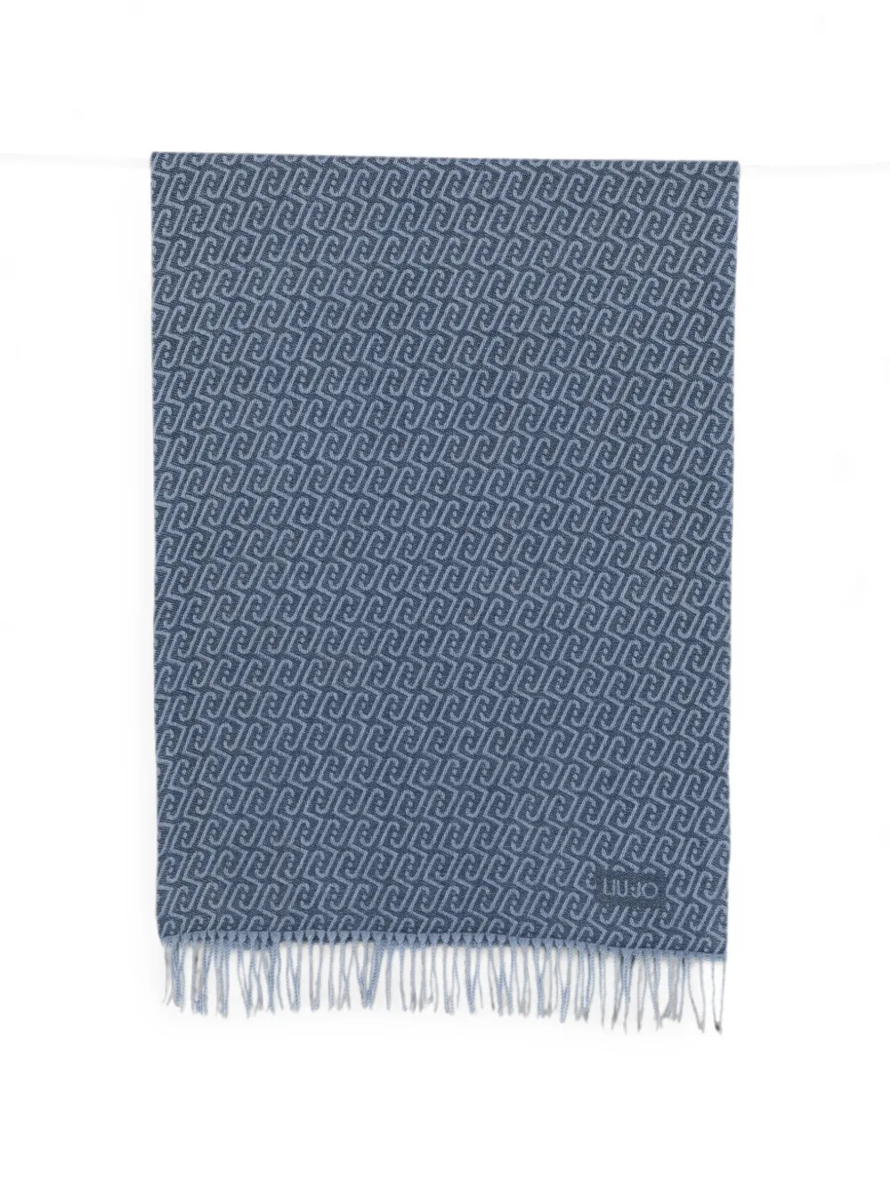 LIU JO logo-pattern fringed scarf - Blau