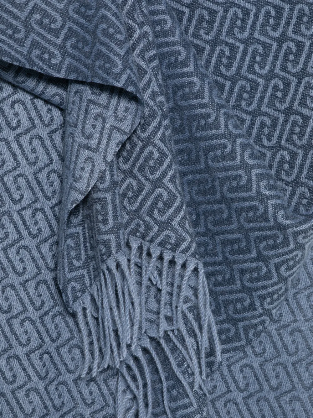 LIU JO Sjaal met franje en logopatroon Blauw