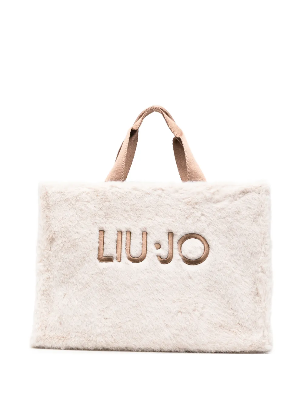 LIU JO faux-fur logo-embroidered tote bag - Toni neutri
