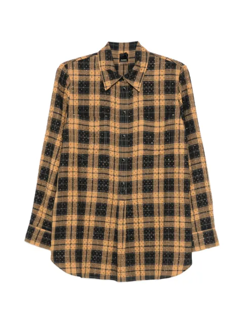 PINKO rhinestone-embellished checked shirt