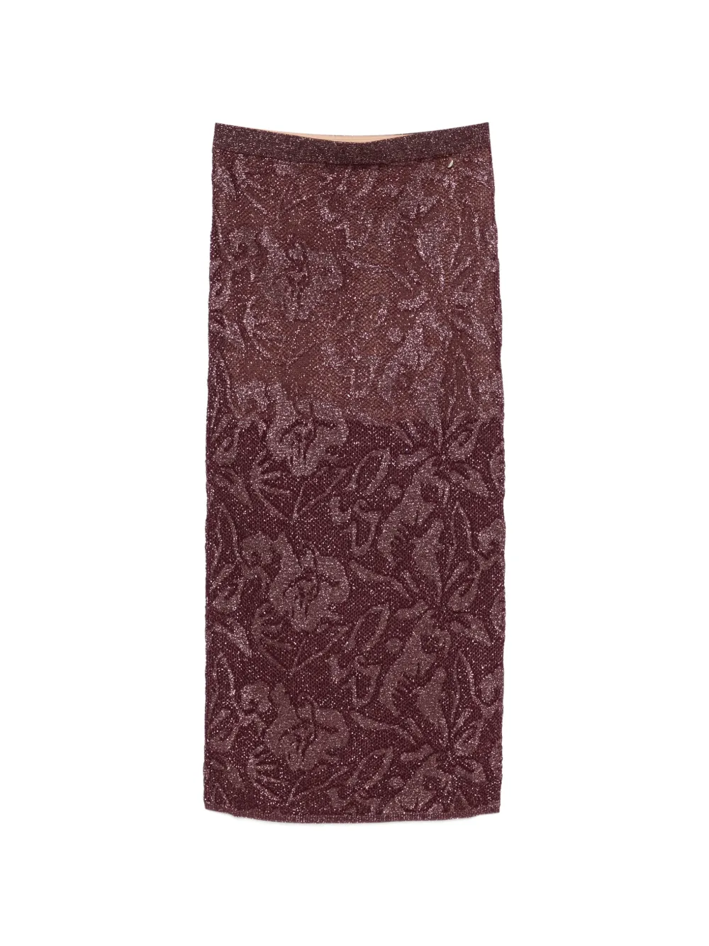 LIU JO floral-jacquard metallic-thread midi skirts - Violett