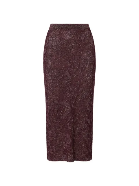 LIU JO jupe mi-longue à fleurs en jacquard à fil métallisé