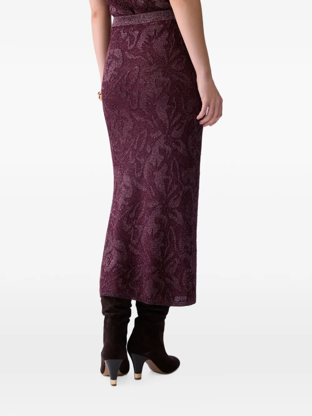 LIU JO Midi-rok met metallic draad en bloemen-jacquard Paars