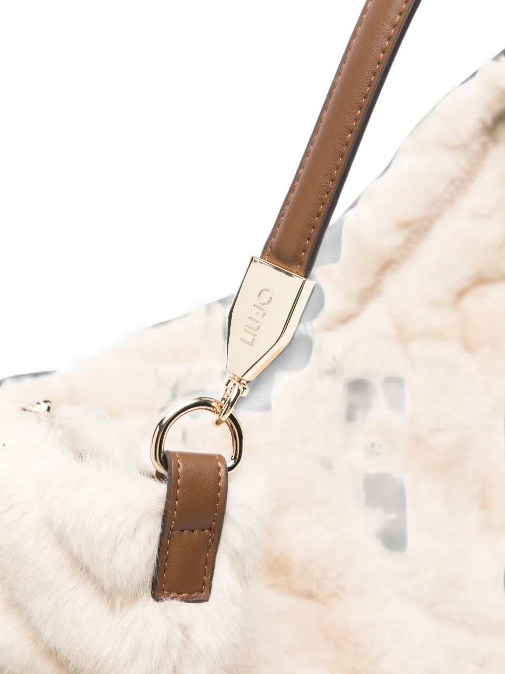 LIU JO Schoudertas van imitatiebont met chevron-patroon Beige