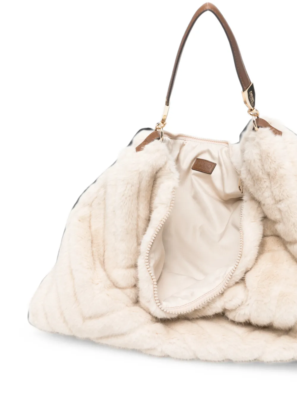 LIU JO Schoudertas van imitatiebont met chevron-patroon Beige