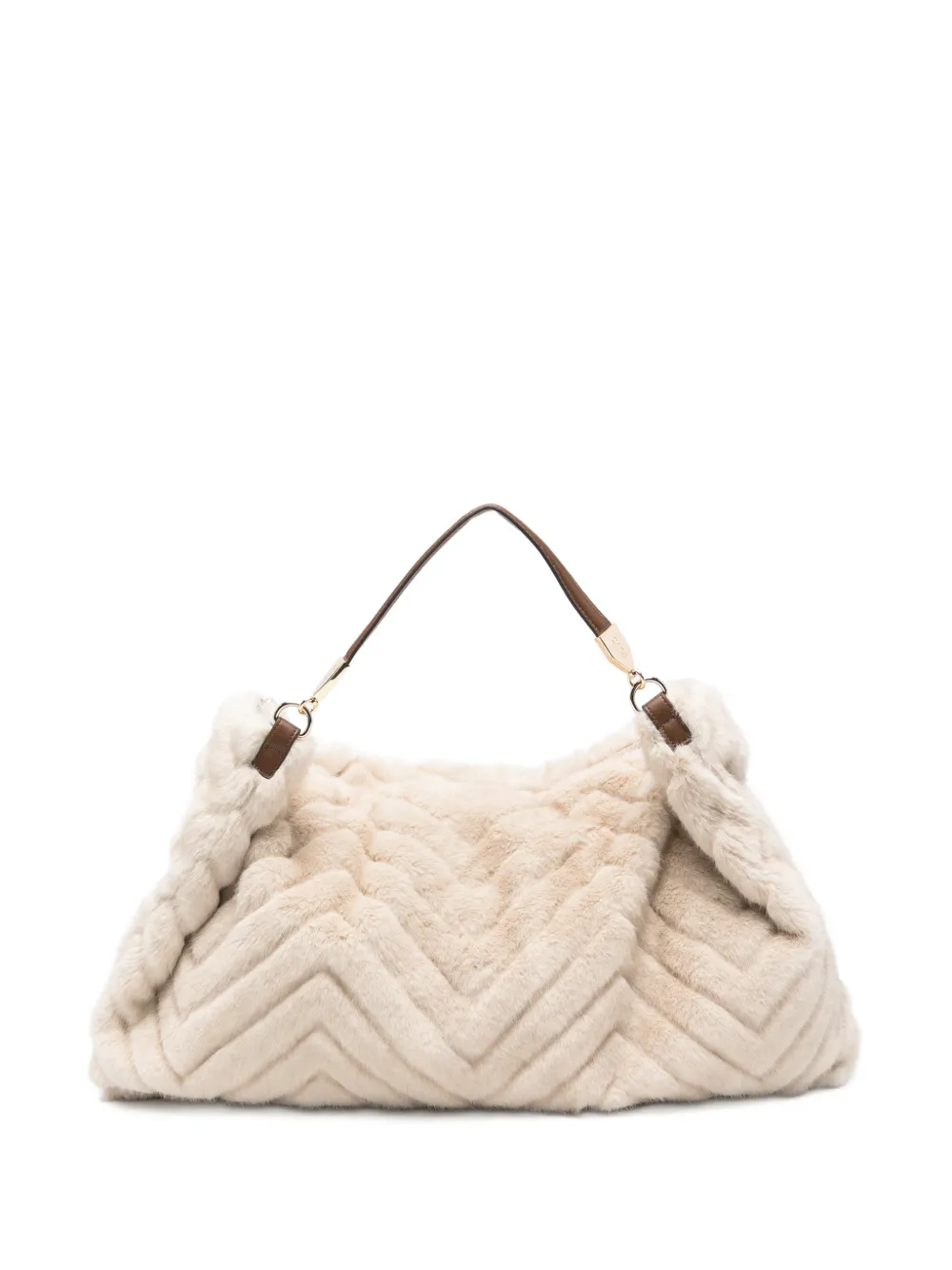 LIU JO chevron faux-fur shoulder bag