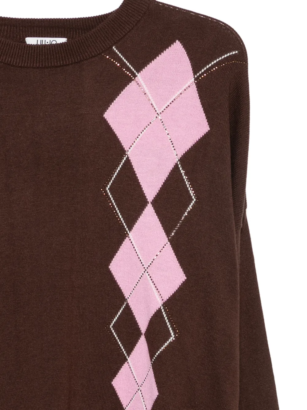 LIU JO Trui verfraaid met stras en argyle-intarsia Bruin