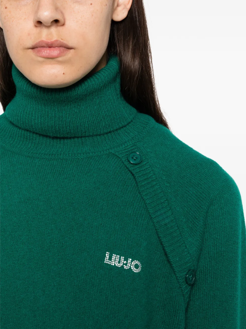 LIU JO button-detail roll-neck sweater Groen