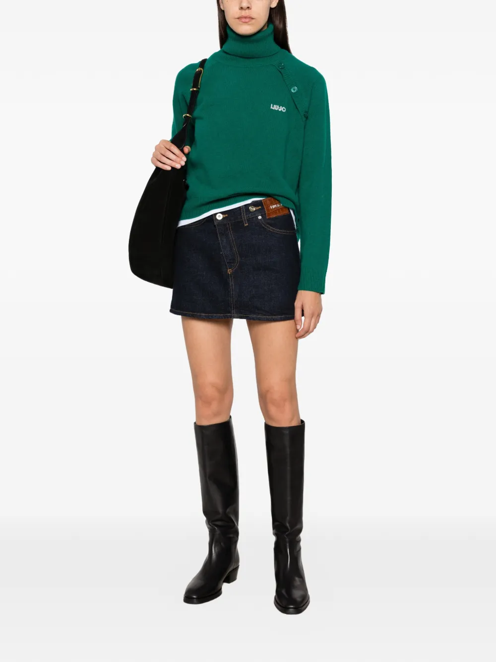 LIU JO button-detail roll-neck sweater Groen