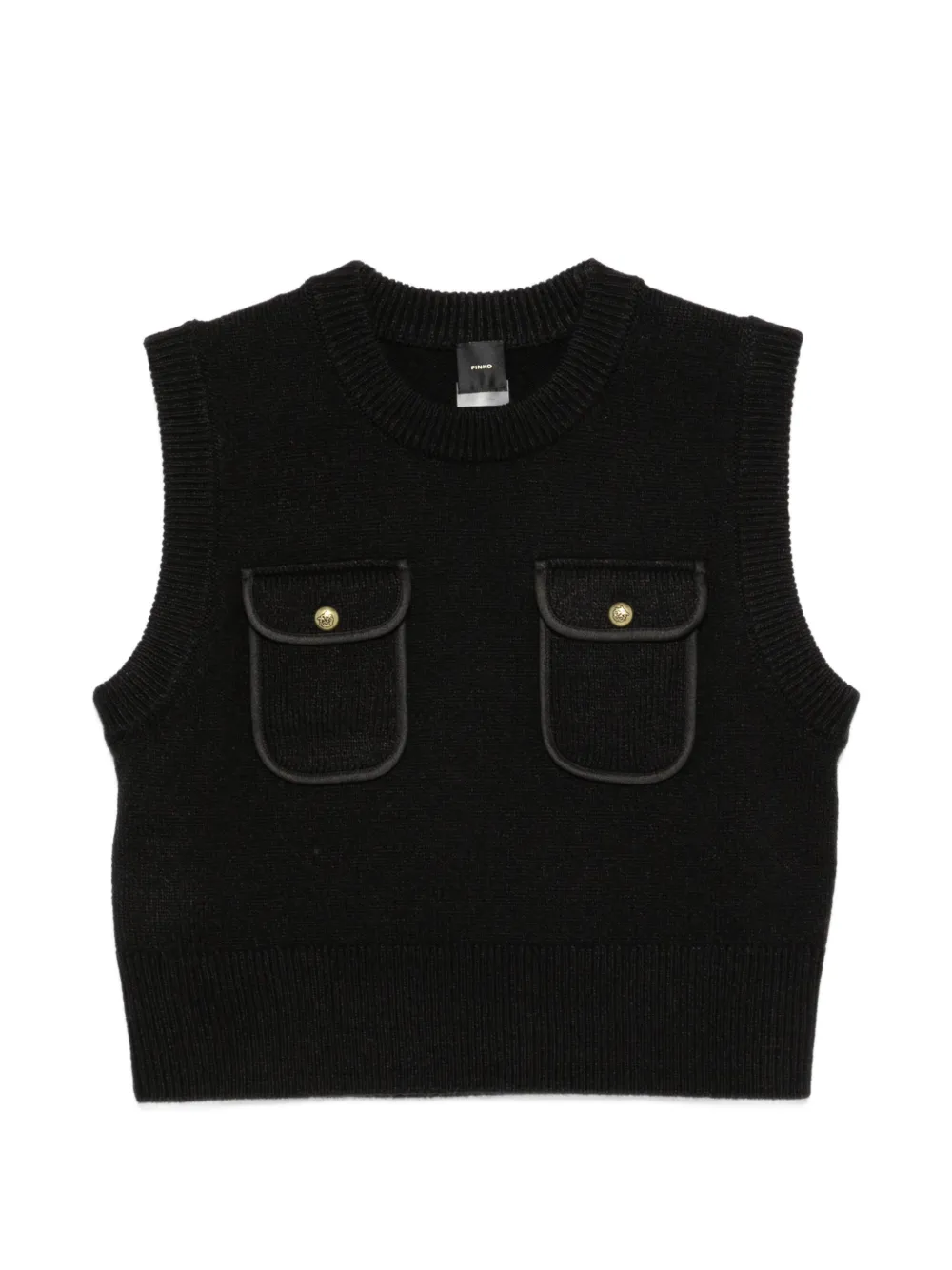 PINKO pocket-detail sleeveless sweater - Nero