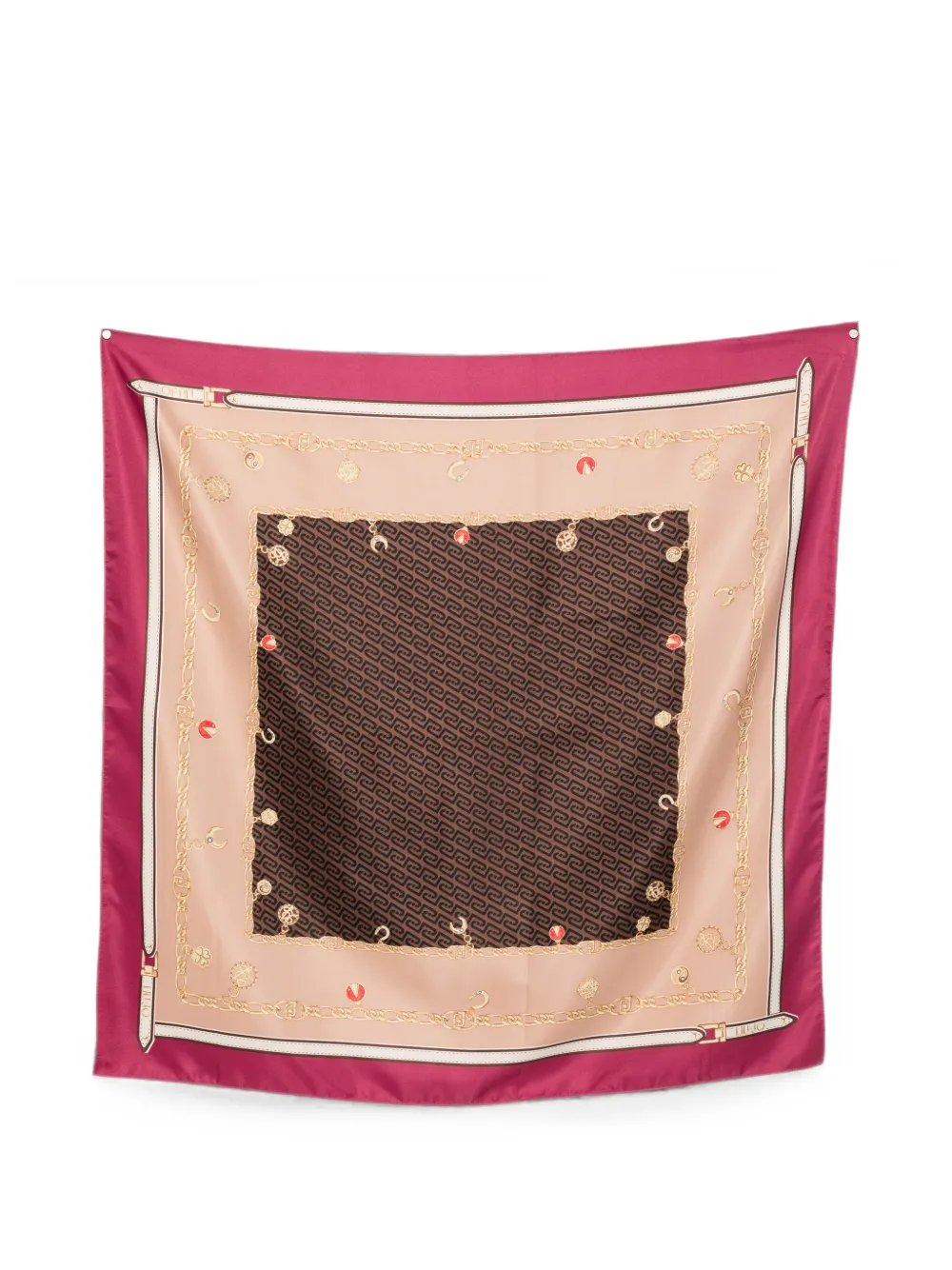LIU JO logo-monogram chain-print scarf - Nude