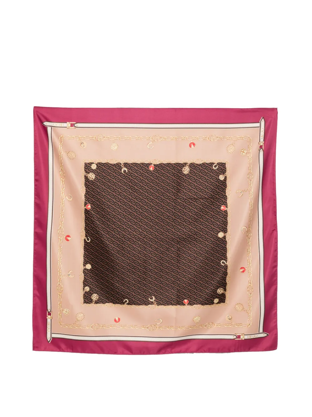 LIU JO logo-monogram chain-print scarf - Toni neutri