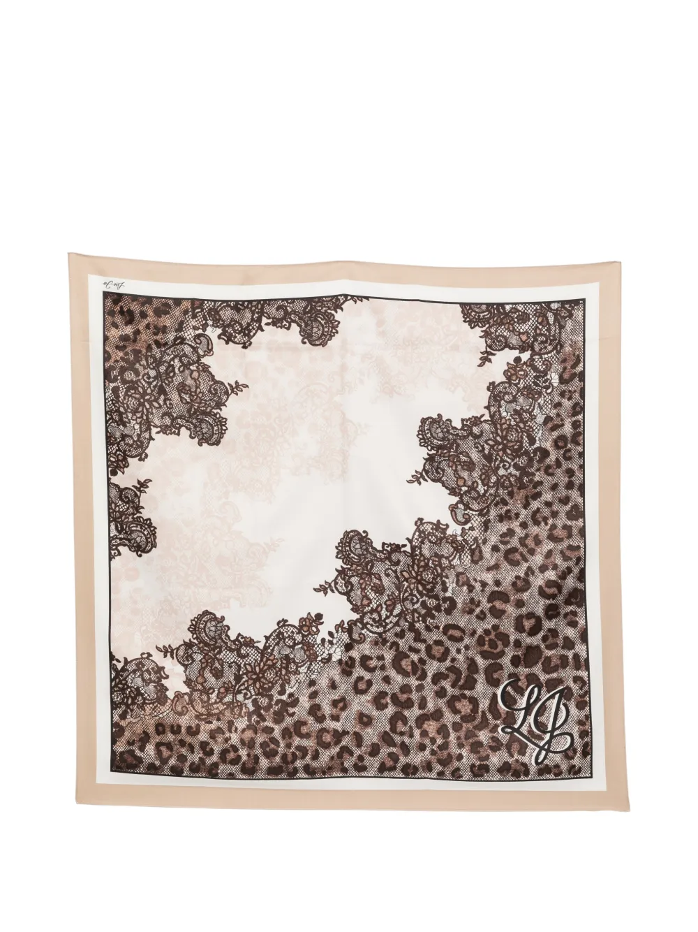 LIU JO lace-print leopard-print scarf - Bianco