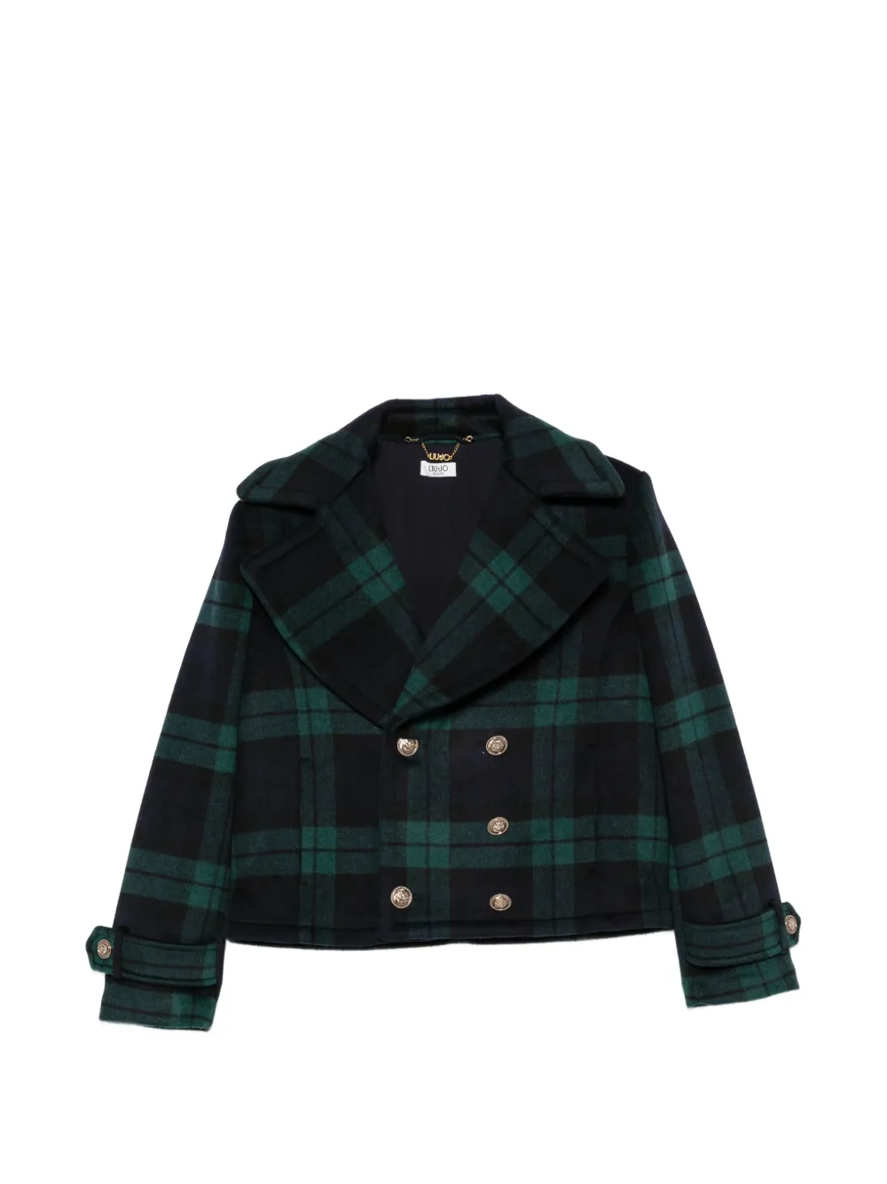 LIU JO check double-breasted jacket - Verde
