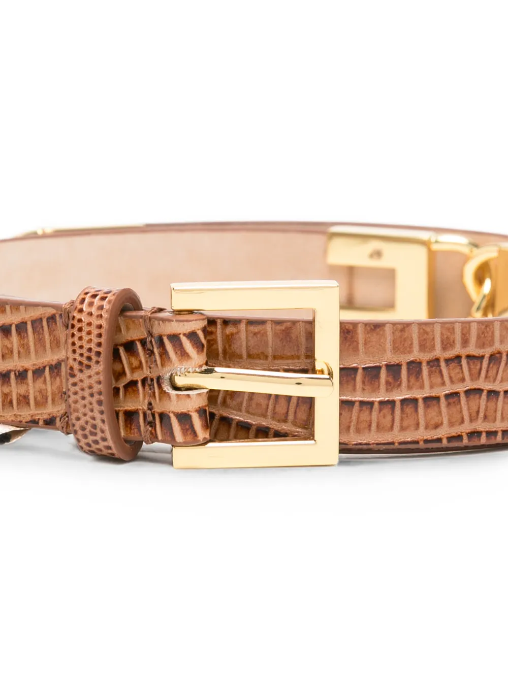 Elisabetta Franchi Leren riem met krokodillen-reliëf Bruin
