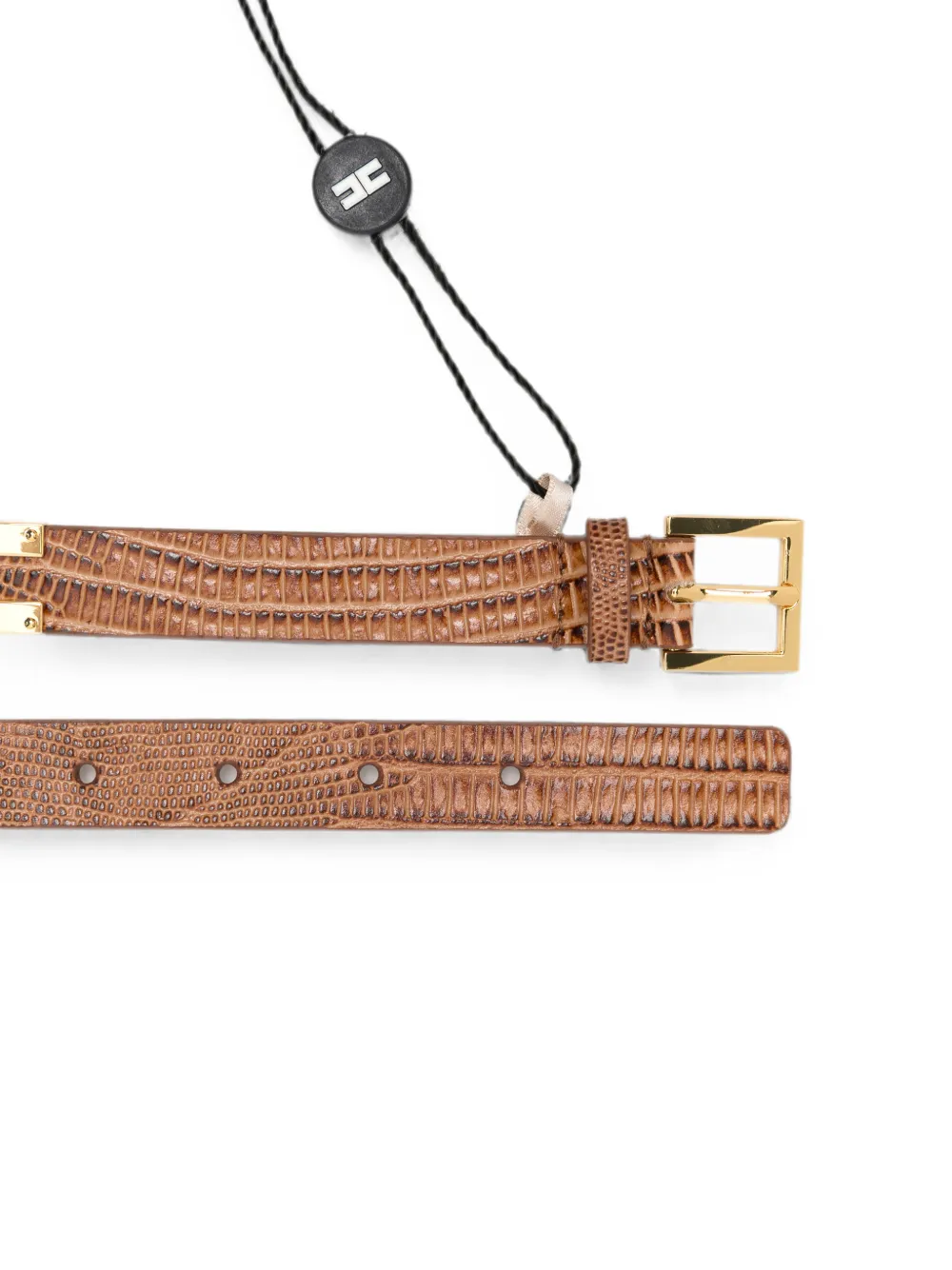 Elisabetta Franchi Leren riem met krokodillen-reliëf Bruin