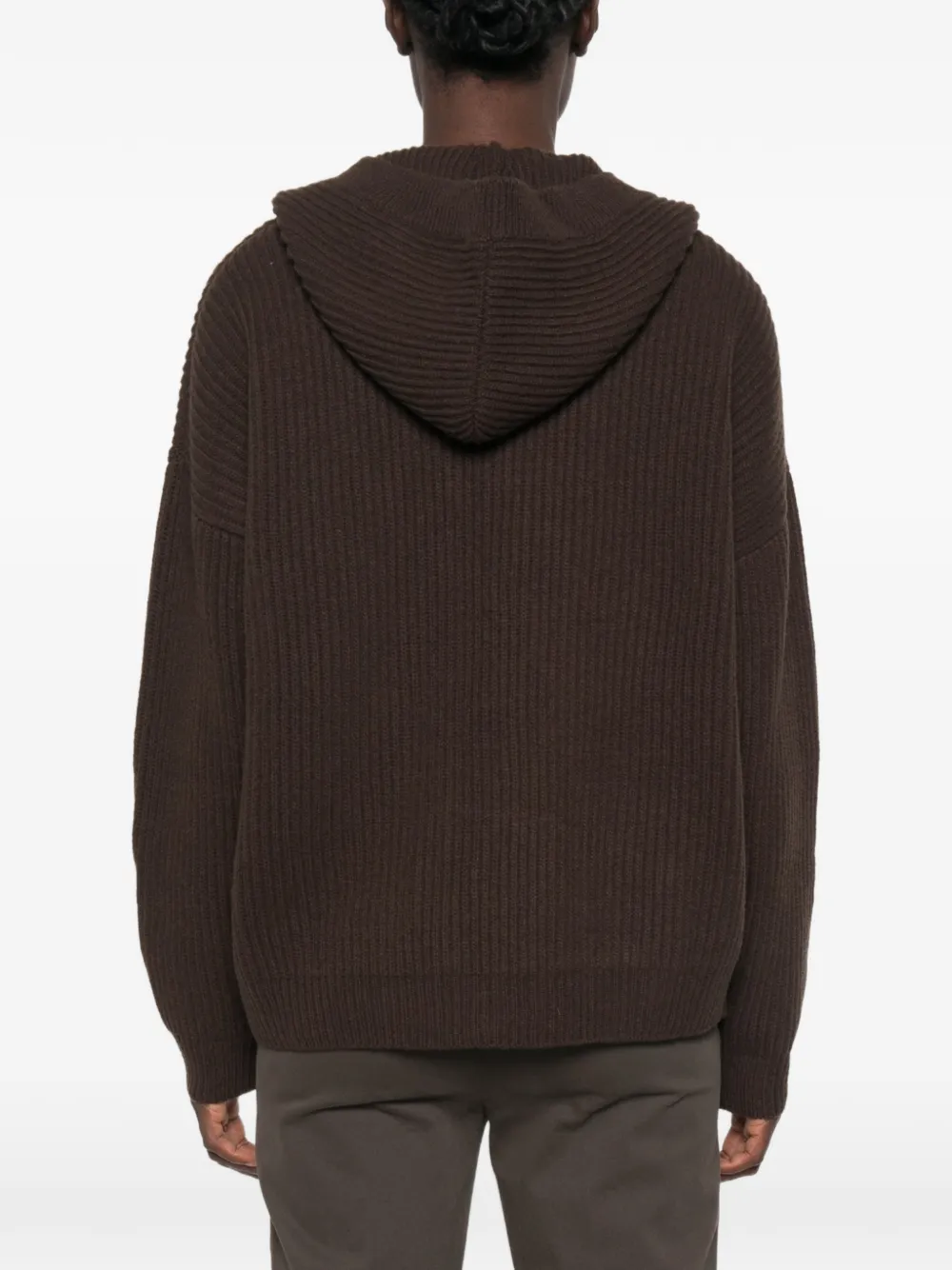 DONDUP Ribgebreid vest met capuchon Bruin