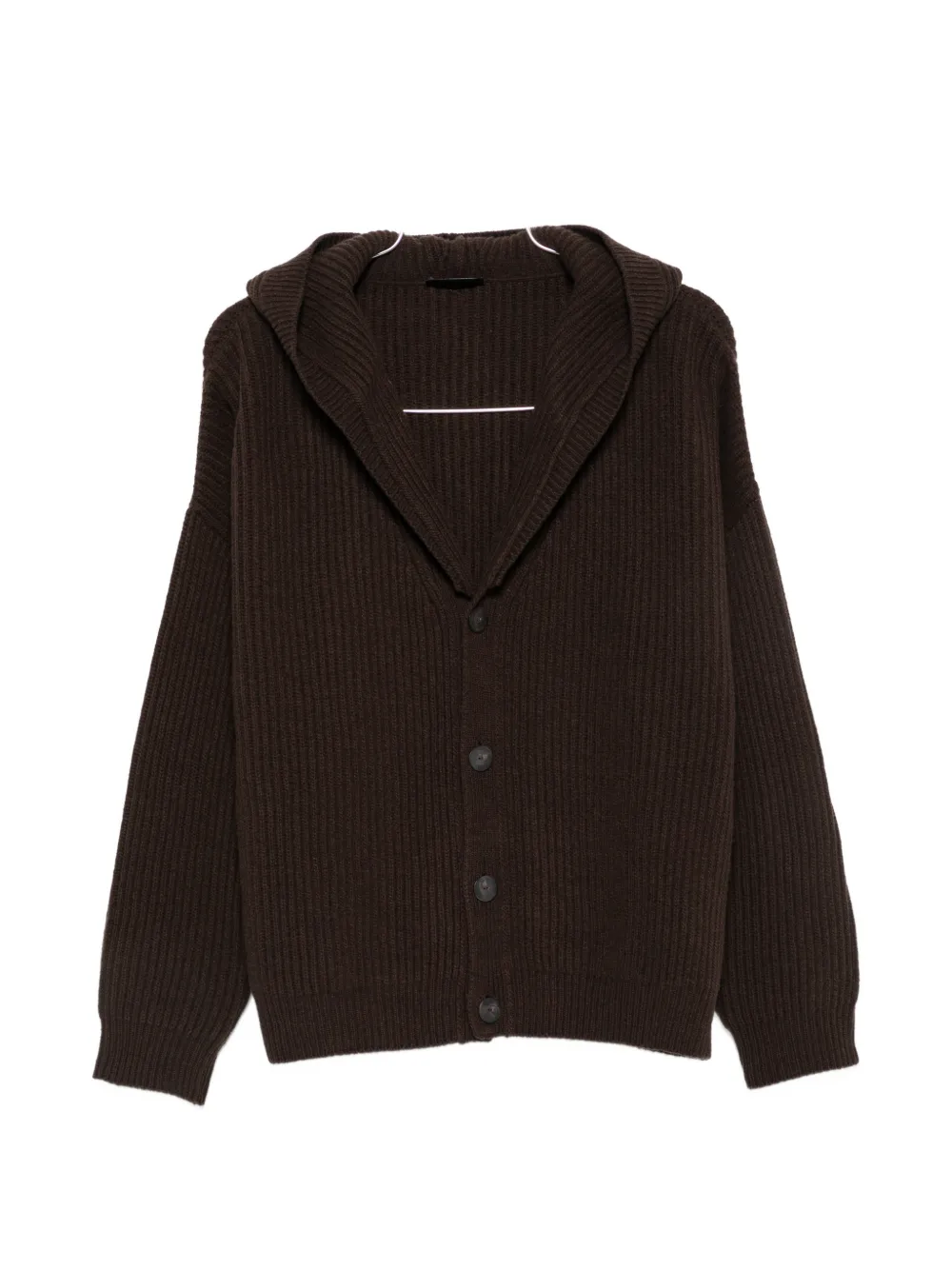 DONDUP ribbed-knit hooded cardigan - Braun