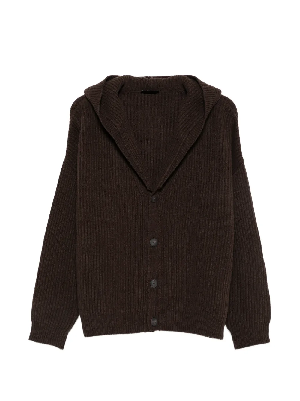 DONDUP ribbed-knit hooded cardigan - Braun